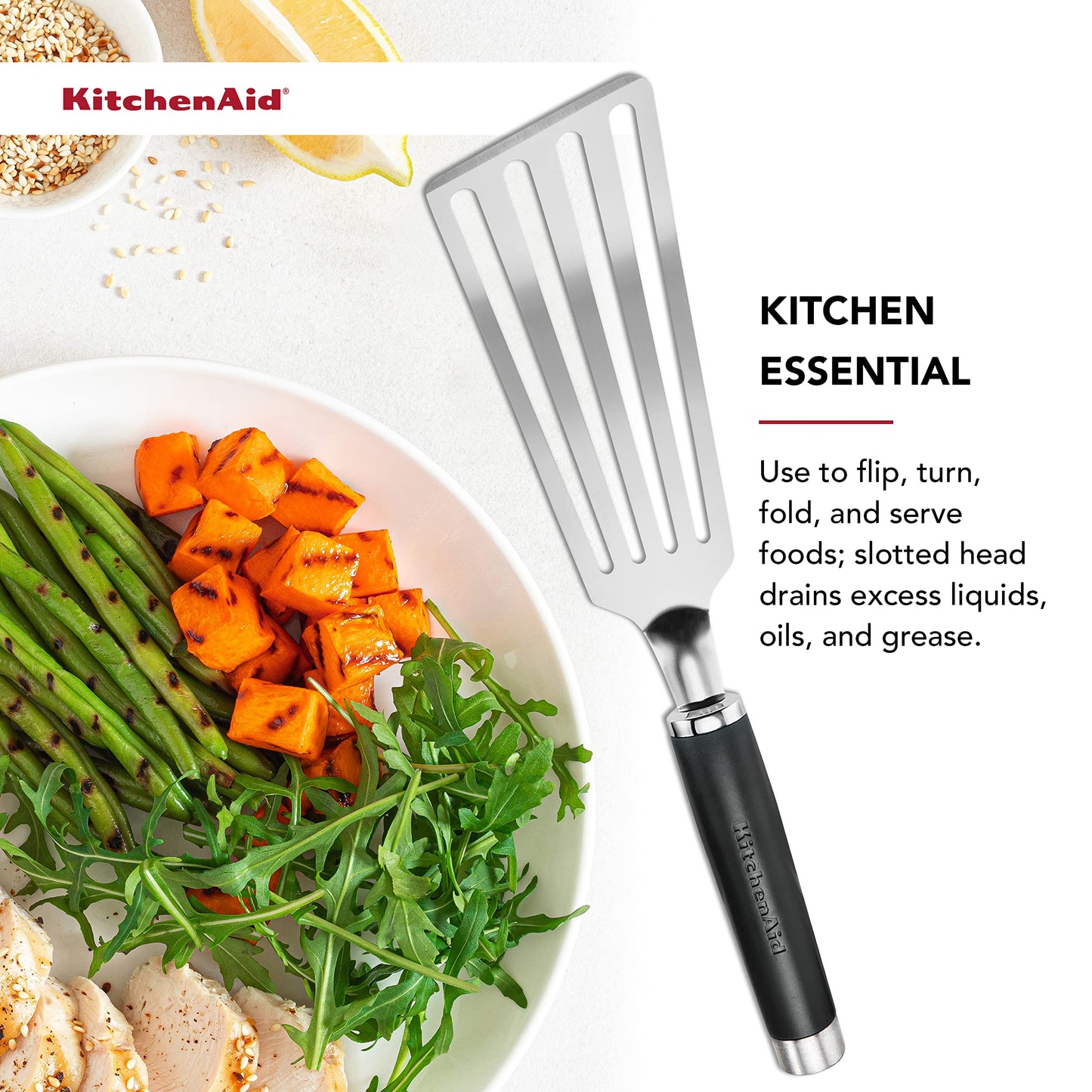 KitchenAid KO024OHOBA Gourmet Stainless Steel Flex Turner,Black