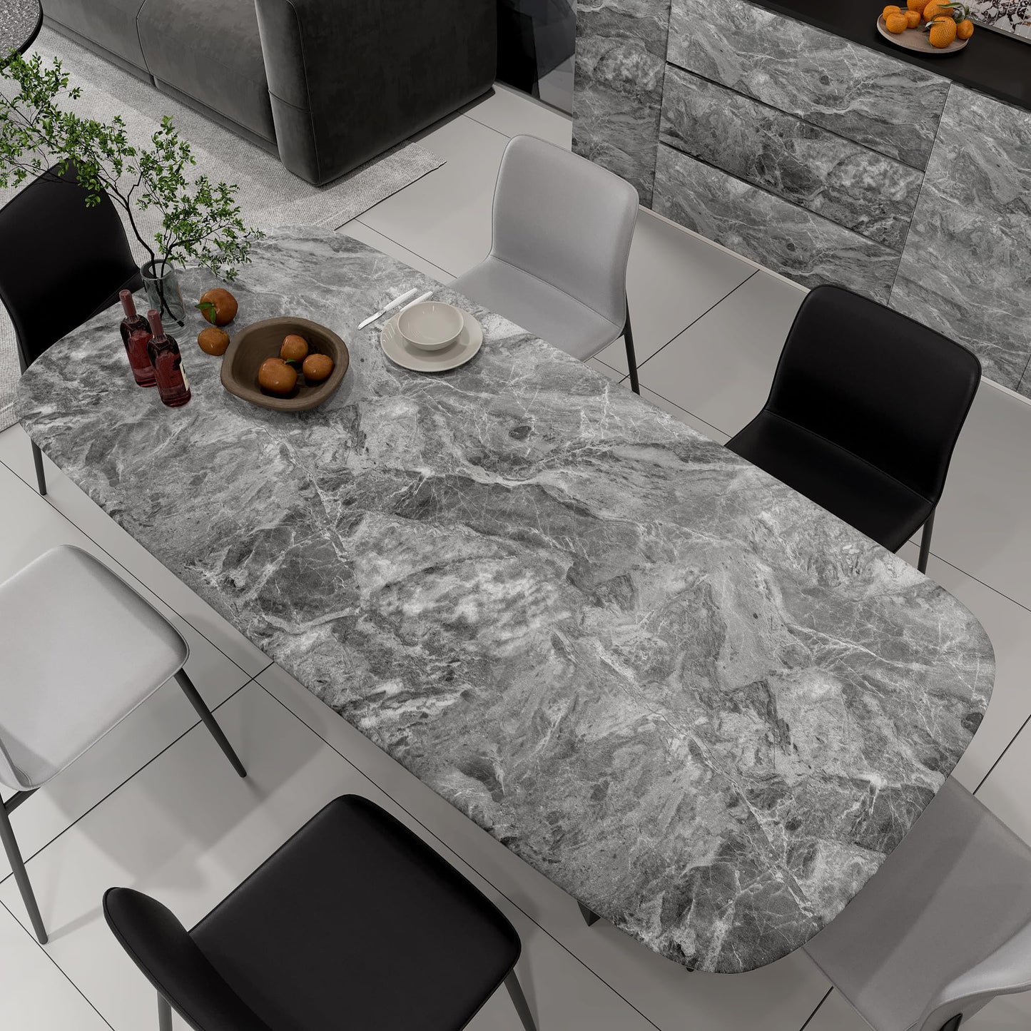 24"x197" Gray Marble Look Contact Paper Textured Grey Granite Wallpaper Peel Stick Counter top Decorative Paper Removable Waterproof Adhesive Thick Matte Wall Paper Roll Kitchen Bathroom Vinyl Wrap