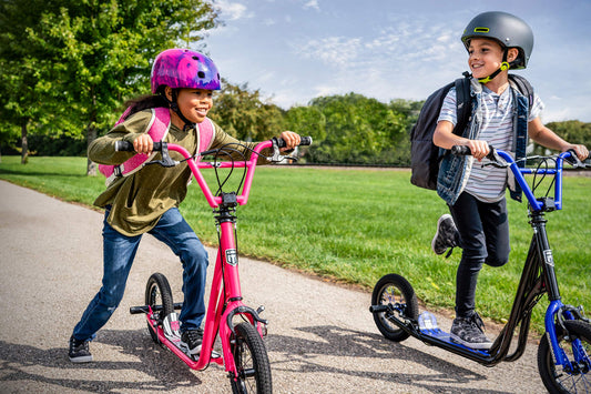 Mongoose Expo Scooter, Ages 6+, 12-Inch Air-Filled Wheels, BMX-Style Handlebars, Steel Frame, Wide Foot Deck, Axle Pegs, Freestyle Gyro Brake Rotor, Kick Scooter for Boys and Girls