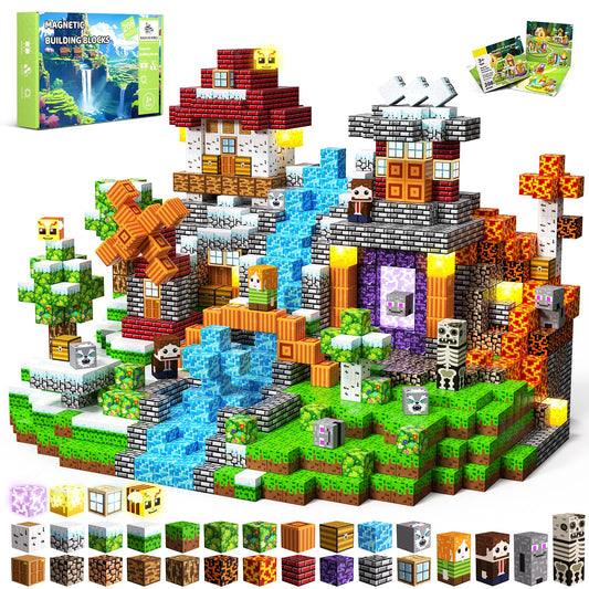 SSAWER Magnetic Blocks, 208PCS Magnetic Building Blocks, Stacking Magnetic for Kids, Sensory Toy for STEM Constructions Magnetic Blocks for Boys Girls Age 3+, Holiday Birthday Gifts