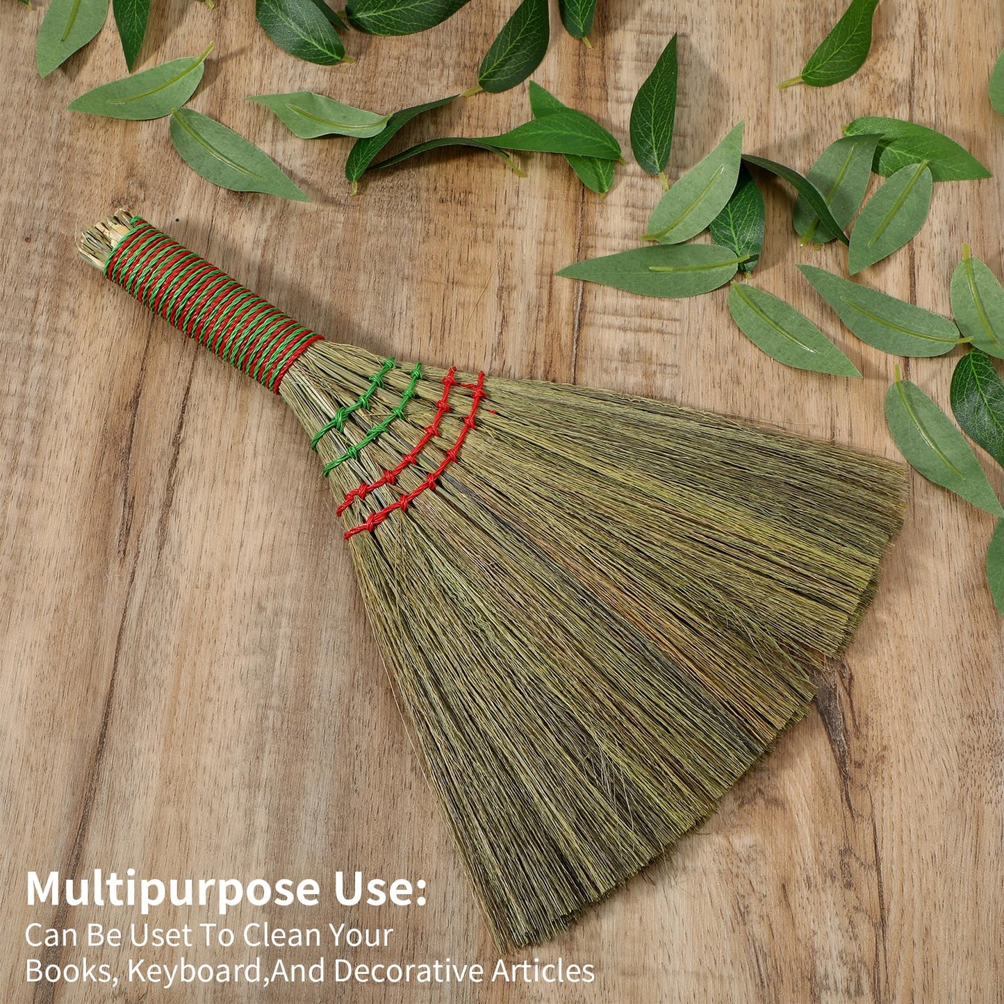 YBEATY Small Natural Whisk Broom Straw Soft Broomstick with Handle Sweeping Duster Cleaning Supplies for Cleaning Kitchens Offices Homes Computers