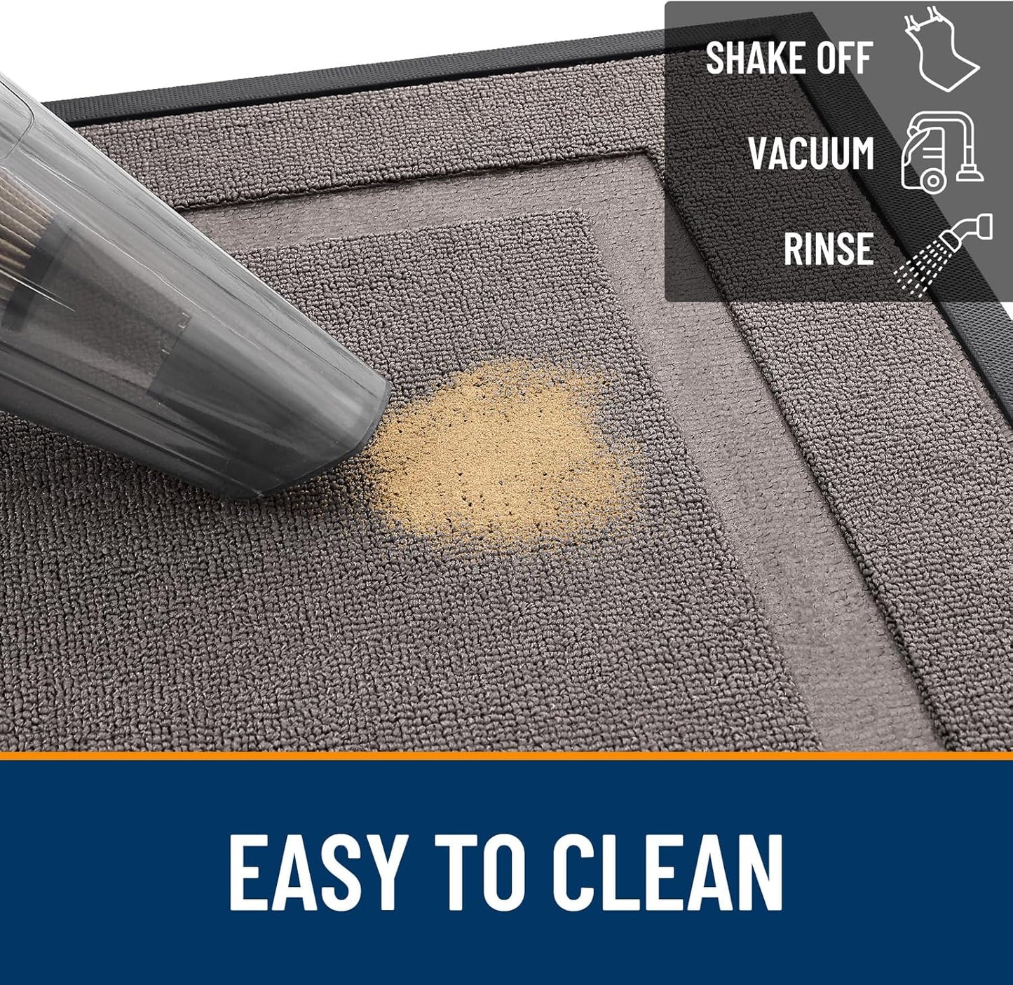 OLANLY Indoor Outdoor Doormat - Waterproof All-Season Rubber Mat | Low Profile, Easy Clean, 47x17, Taupe