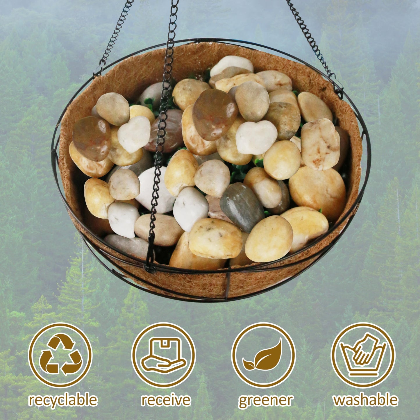 Sunnyglade 40 LBS River Rocks, 2-3 Inch Natural Pebbles for Indoor Plants, High Polished Decorative Stones Vase Filler Fish Tank Aquariums Landscaping Garden Outdoor and Indoor DIY (40, Pounds)