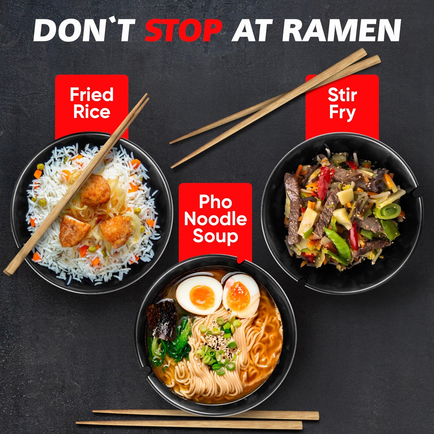 i2 Home Japanese Ramen Bowl Set of 4-20 Pcs, 32 Oz Ceramic Microwaveable & Dishwasher Safe Large Noodle Bowls with Lid & Built-In Chopstick Holder, Pho, Udon, Thai, Korean, Rice - 6.5 Inch