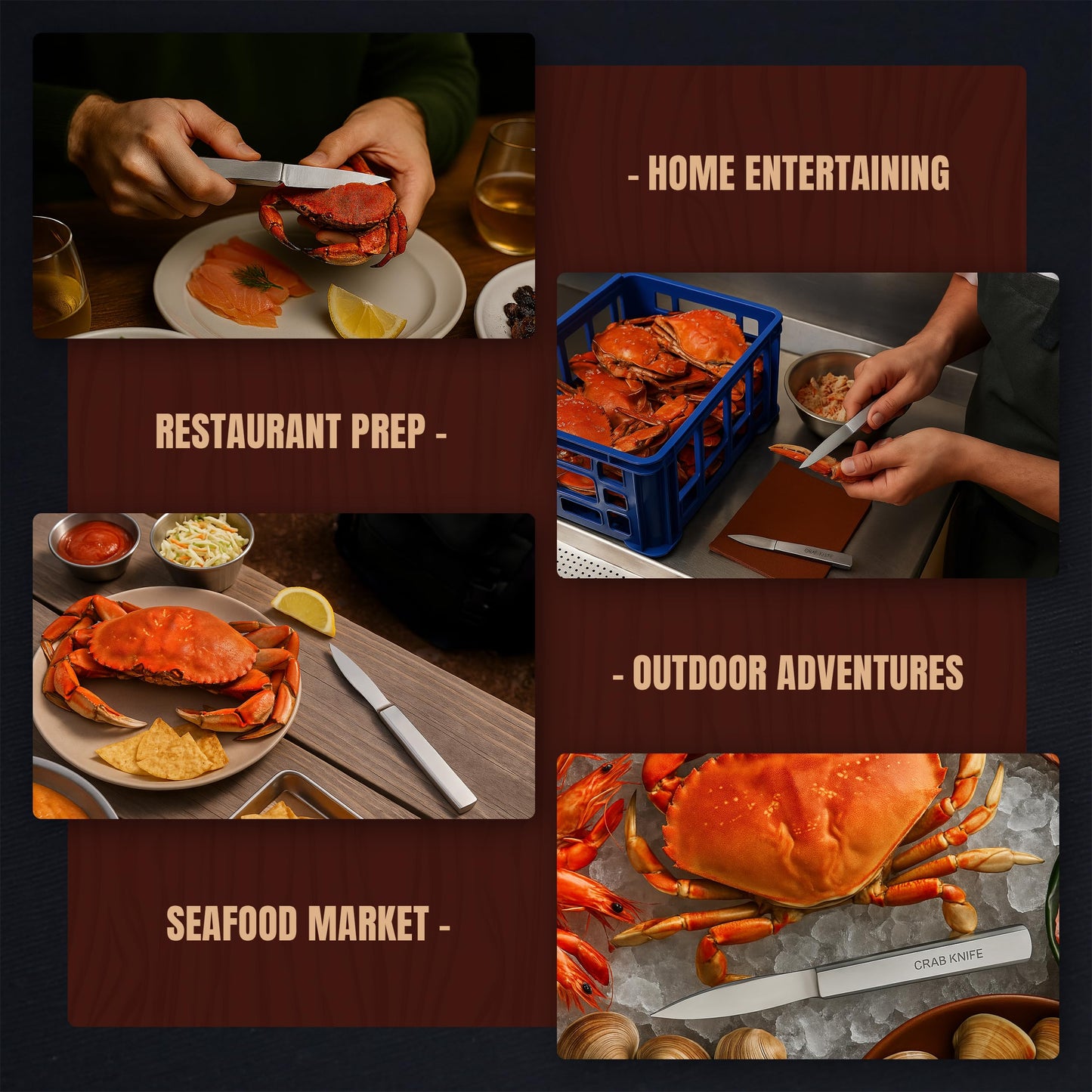 UJ Ramelson Crab Meat Shell Claw Cracker and Picker Knife, Seafood Tools and Eating Utensils, Shellfish Opener, Stainless Steel, Pointed Blade