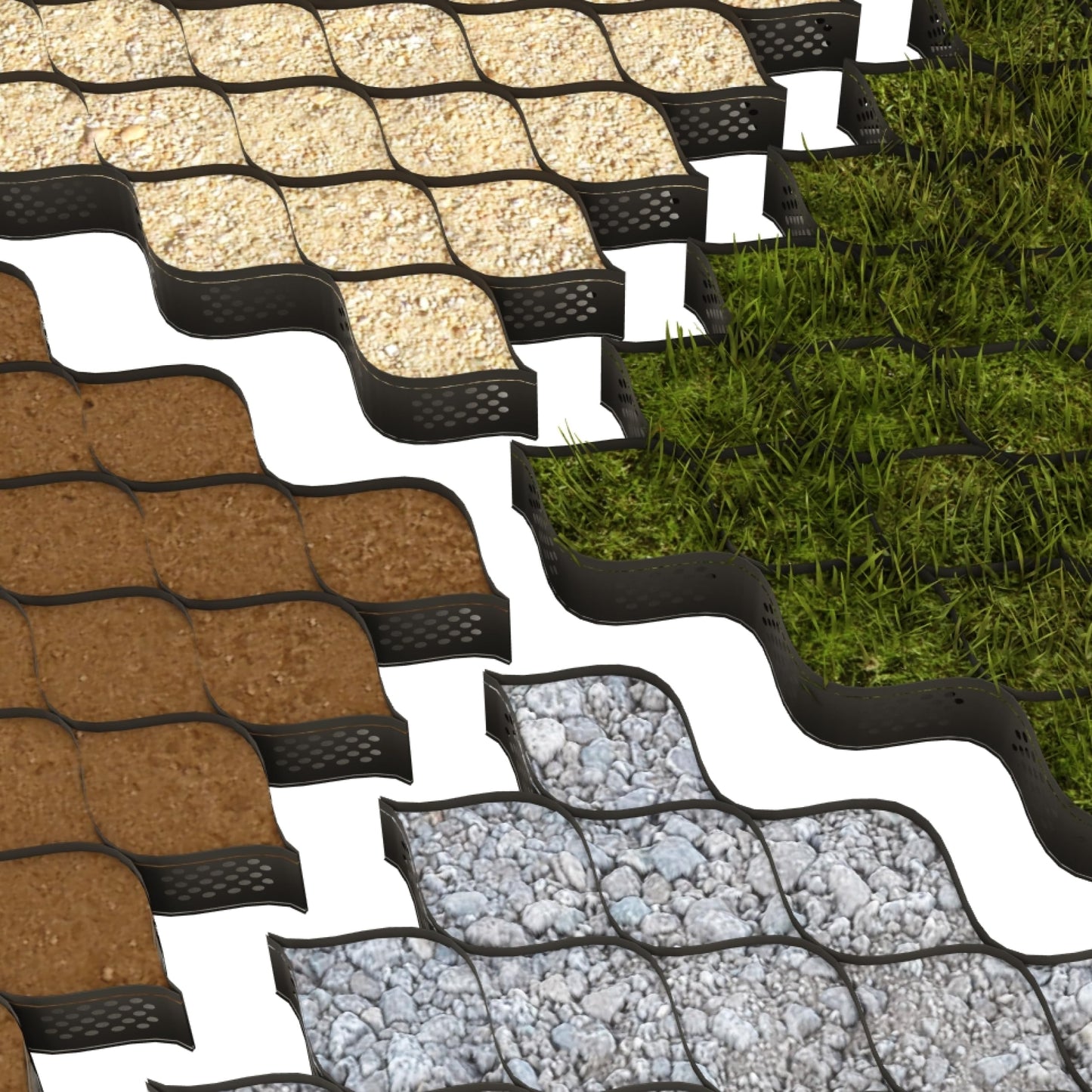 BaseCore Standard 2" Geocell Ground Grid | 9x18 ft Commercial Grade Gravel Grid for Driveway, Parking, Slope | Heavy Duty Stabilizer Landscaping, Pathway & Erosion Control - 1 Panel 162 sq ft