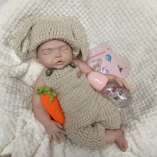 Gileutay 17in Full Silicone Baby Doll Girl Lifelike Sleeping Reborn Dolls Real Life Weighted Newborn Doll Washable Toy for Kids
