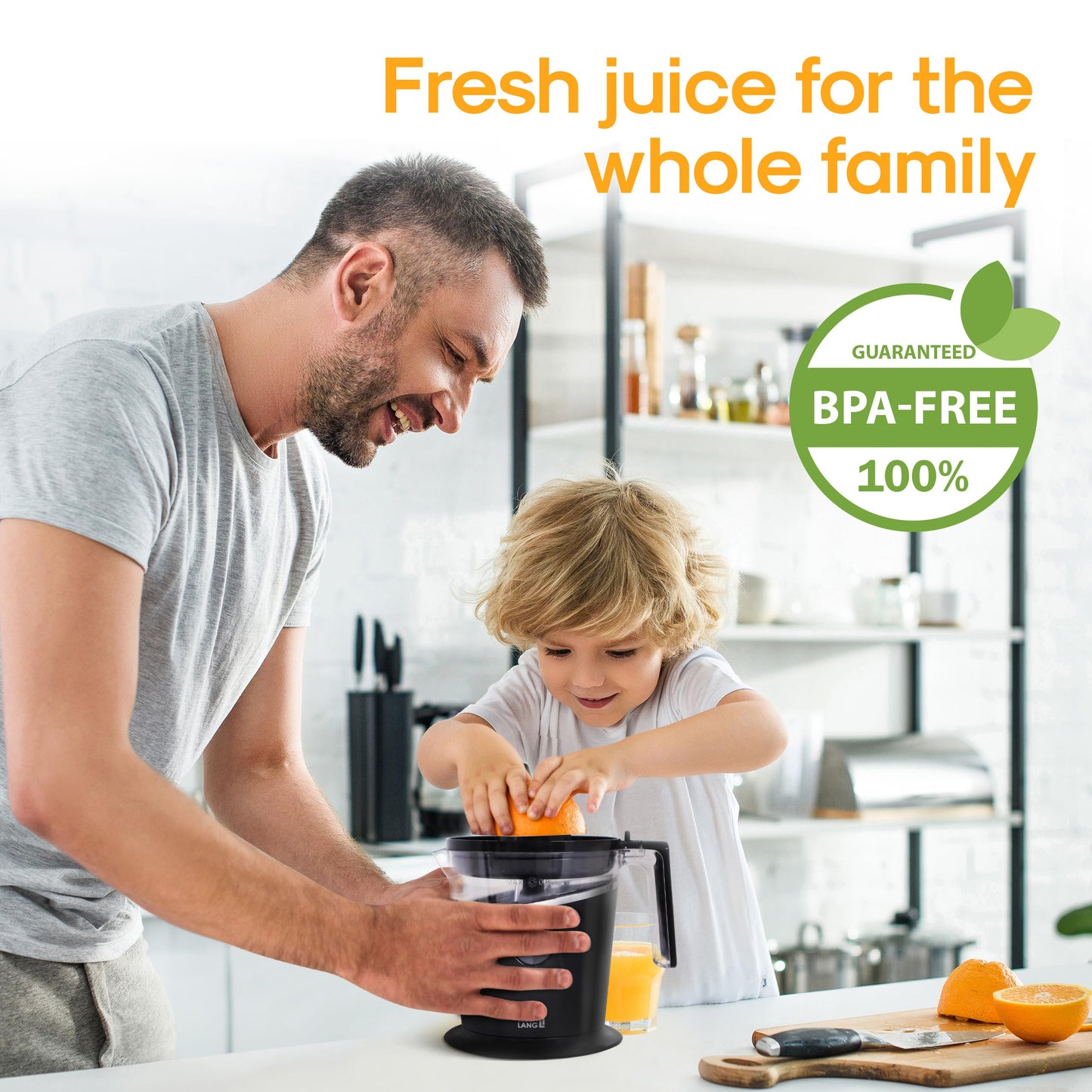 LEBENLANG BPA-Free Orange Juicer Electric - 27 OZ & 2 Cones with Pulp Control I Automatic & Electric Juicer for Citrus Lemon & Oranges I Orange juice squeezer machine Exprimidor de naranjas electrico