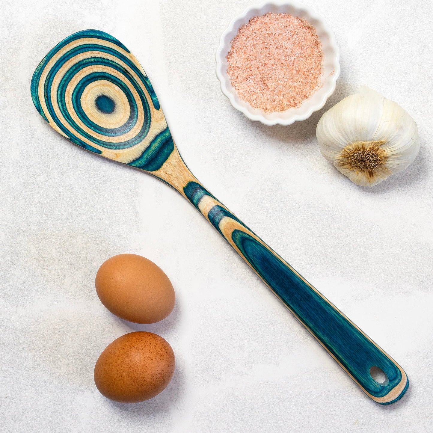 Baltique Mykonos Collection Wooden Cooking Spoon — 12.5-Inch Kitchen Utensil for Mixing, Stirring, Serving — Ready for Nonstick Cookware