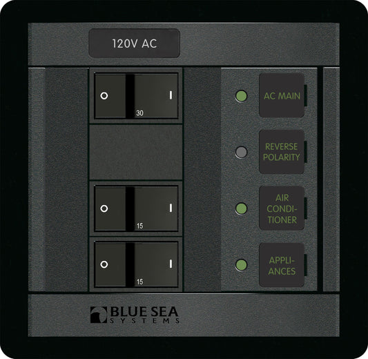 Blue Sea Systems 1214 120 Volt AC Main + 2 Positions,Black