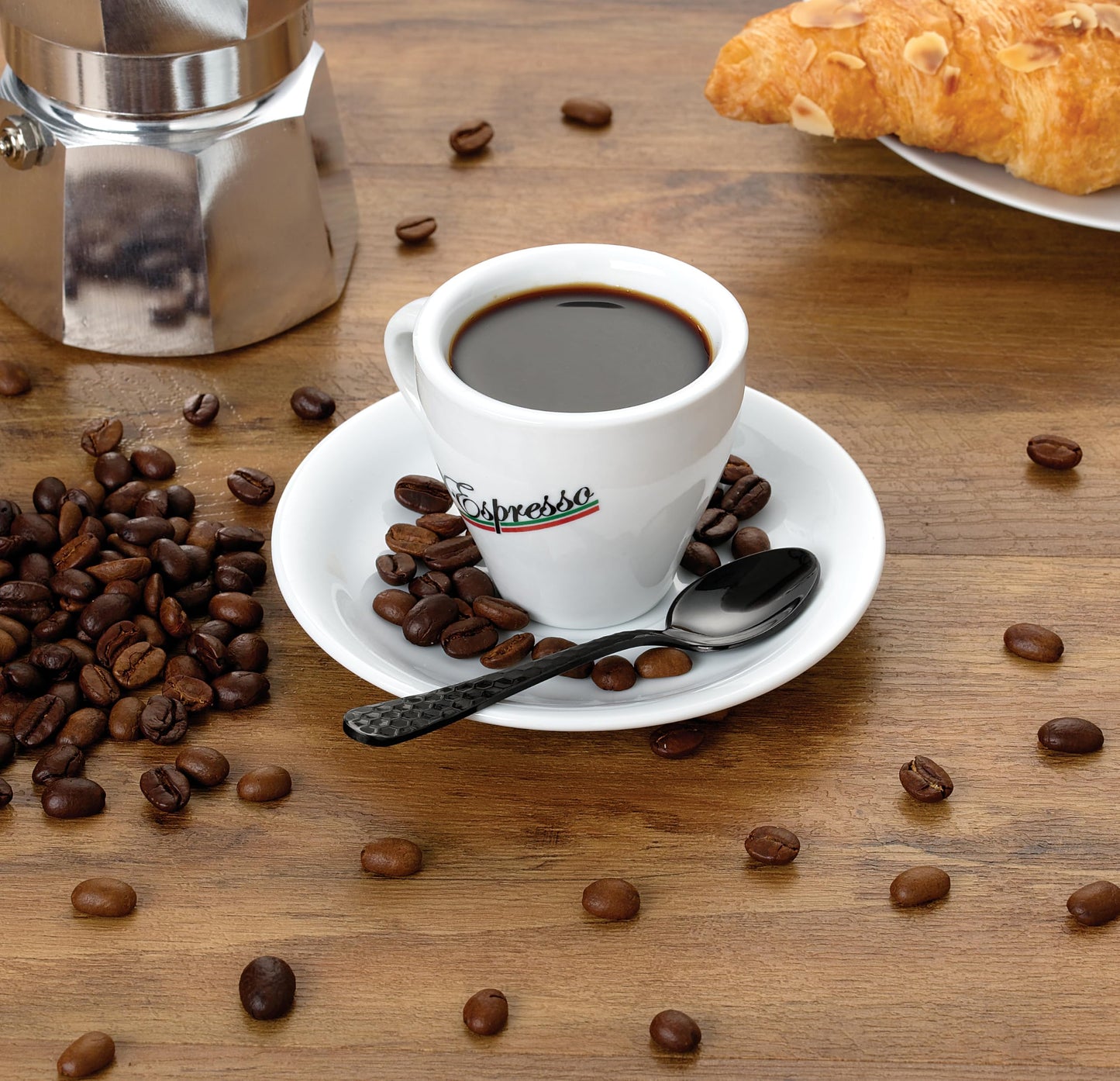 Lorren Home Trends Textured Demitasse Espresso Spoons, 4.5 inches, Set of 6, Black