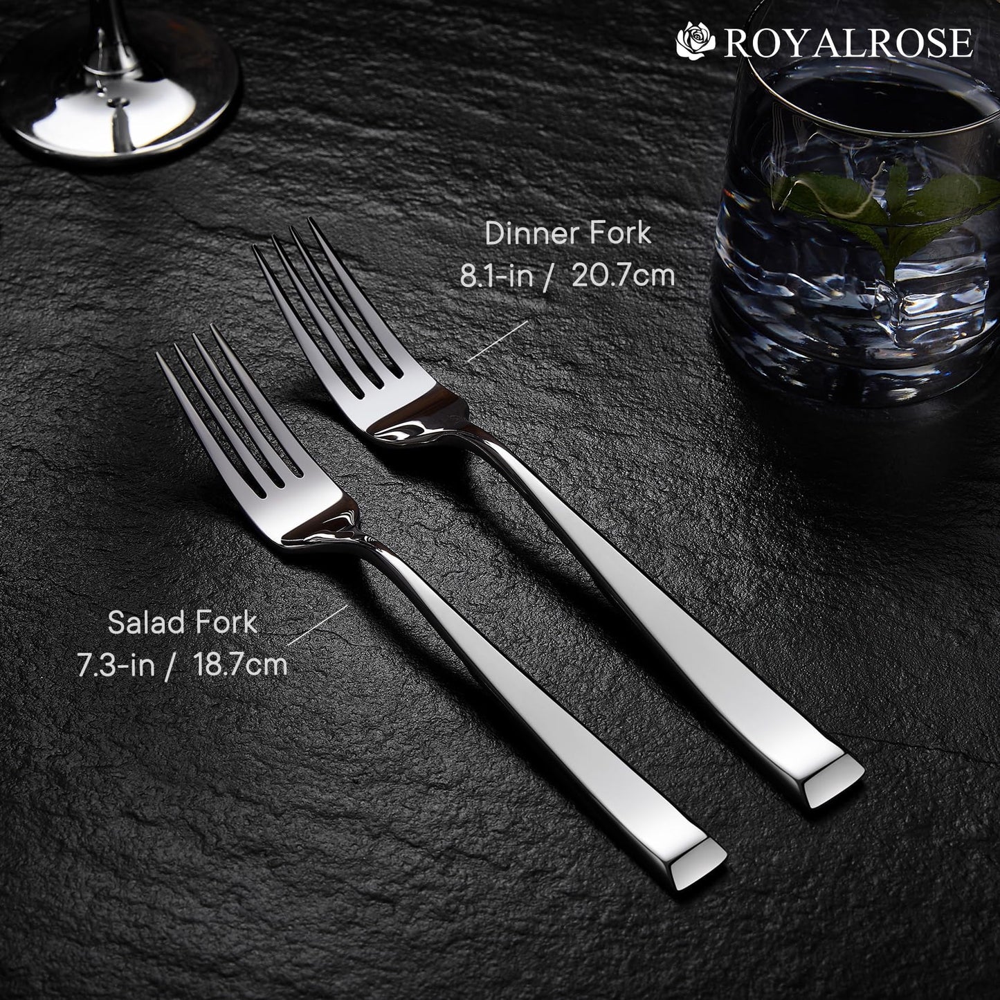 Royalrose Alexander Fine Forks, Set of 4, 18/10 Stainless Steel, Well Made, Dishwasher Safe, Heavy Duty Fork (8.1" Dinner Fork)