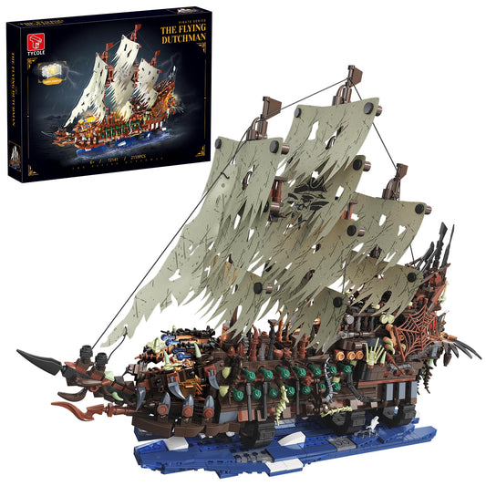 TYCOLE Pirate Ship Building Sets with Lights, MOC Flying Dutchman Model Toy Boat, Ghost Ship Building Blocks Sets, Great for Adults and Teens as a Birthday or Party Gifts(2159Pieces)