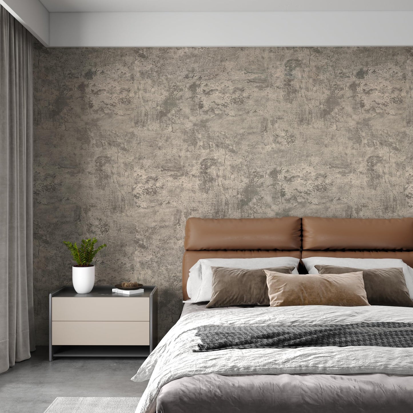 TOTIO Concrete Contact Paper for Cabinets Industrial Wallpaper Grey Cement Self Adhesive Countertop Peel Stick 16"x197" Matte 3D Textured Removable Vinyl Decorative Paper [Thicken] Desk Stickers