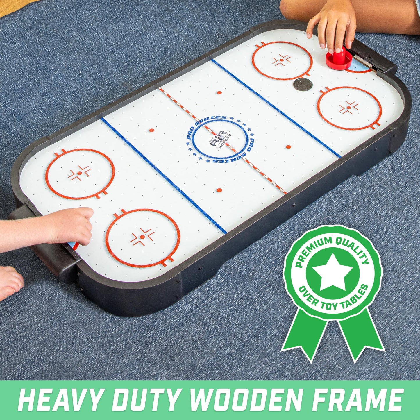 GoSports 30 Inch Table Top Air Hockey Game for Kids - Portable, Battery Operated Game Table - Black