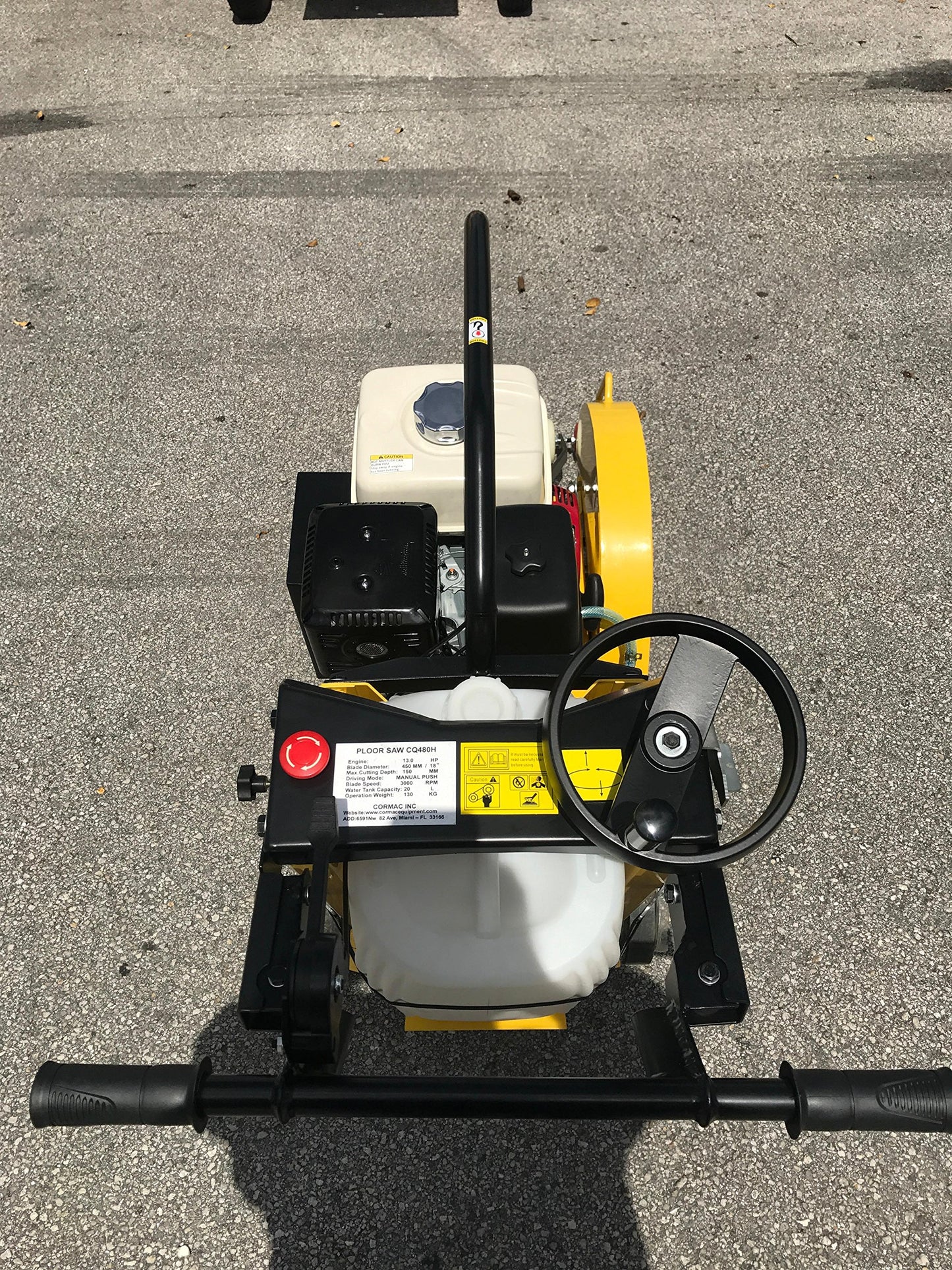 CORMAC CQ480H walk behind concrete floor saw max 20" blade gasoline engine GX390 and water tank INCLUDES 1 x 20" concrete blade