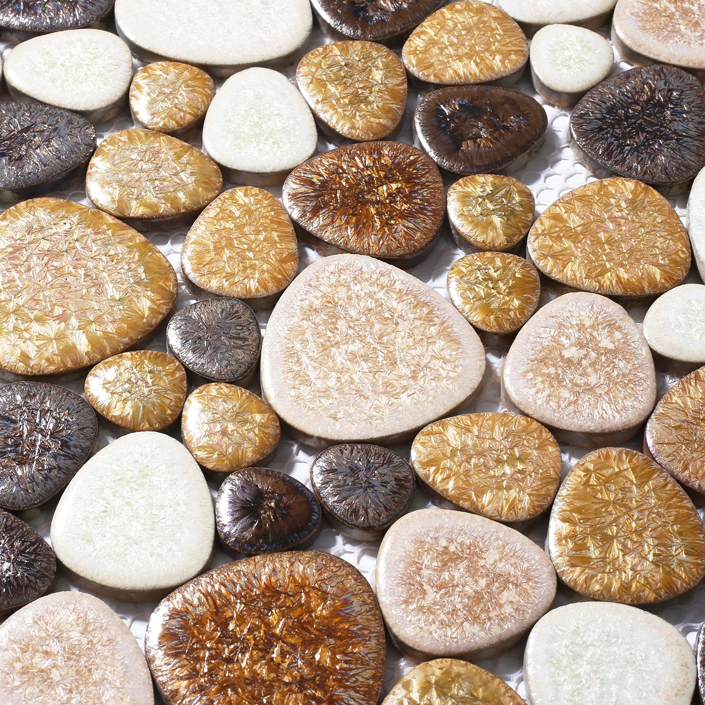 Parrotile Yellowstone Matte Pebbles Mosaic Tile for Shower Floor Bathroom Floor Tiles Non Slip [5 Sheets]