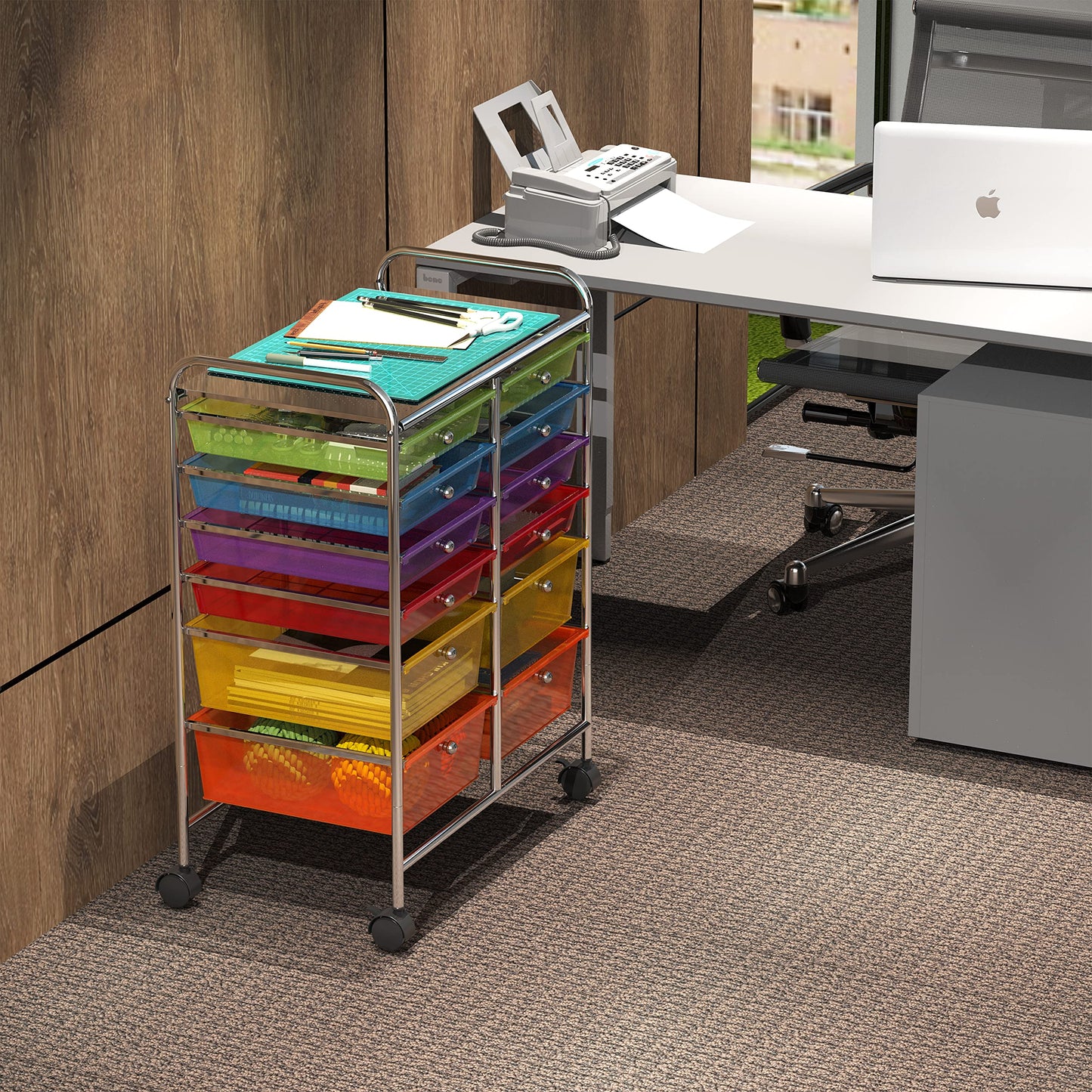 Simple Houseware Utility Cart with 12 Drawers Rolling Storage Art Craft Organizer, Multicolor