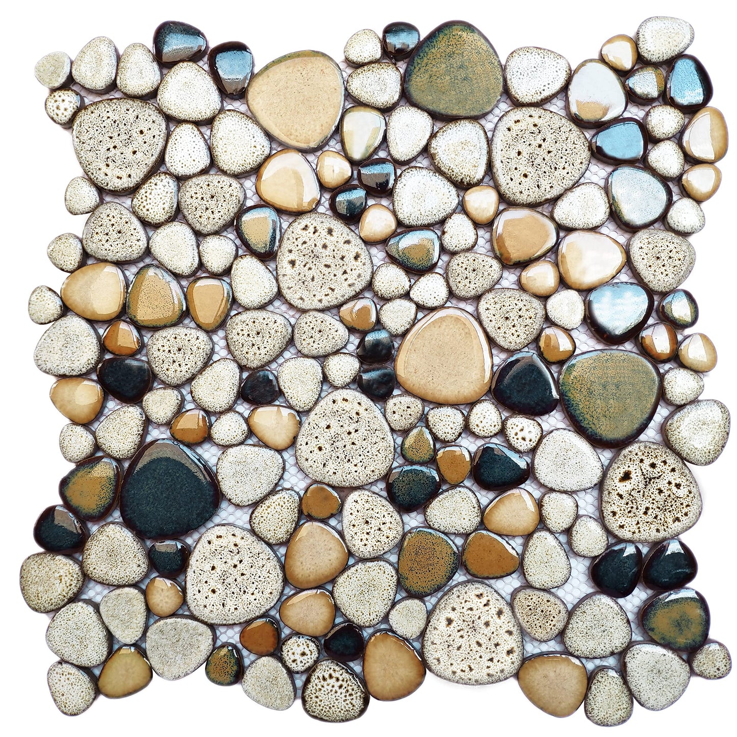 Parrotile Pebble Shower Floor Tile Bathroom Beige Wall Backsplash Mosaic Tiles (5 Sheets)